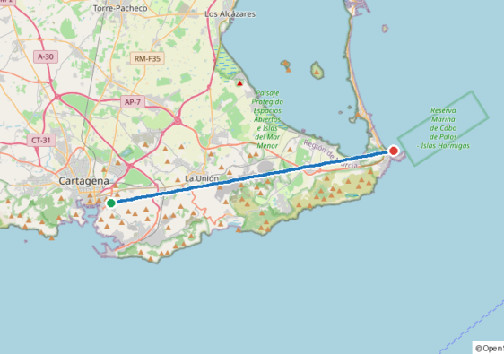 SV Amanda voyage route: Departure → ANCHOR