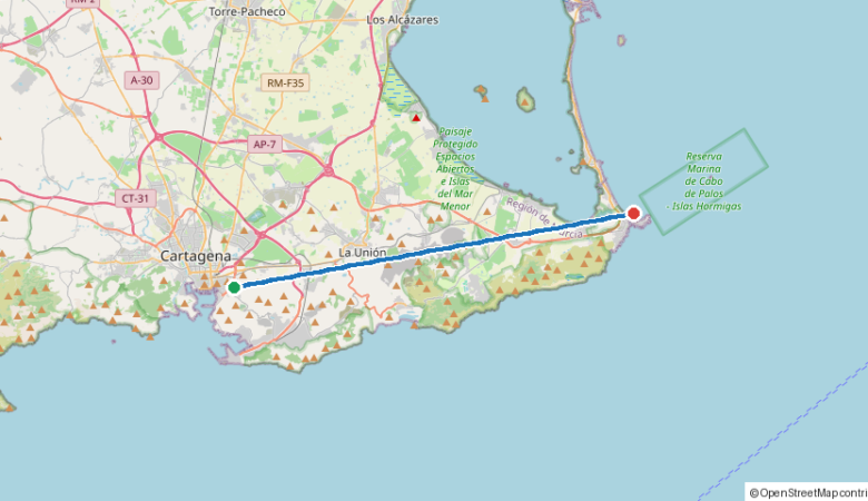 SV Amanda voyage route: Departure → ANCHOR
