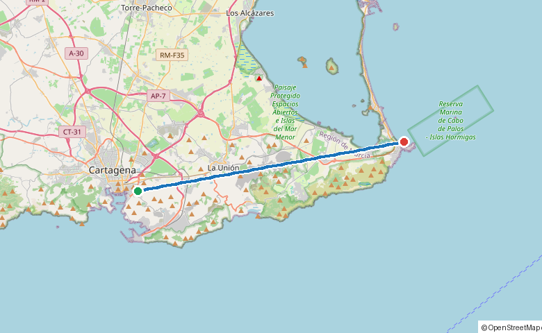 SV Amanda voyage route: Departure → ANCHOR